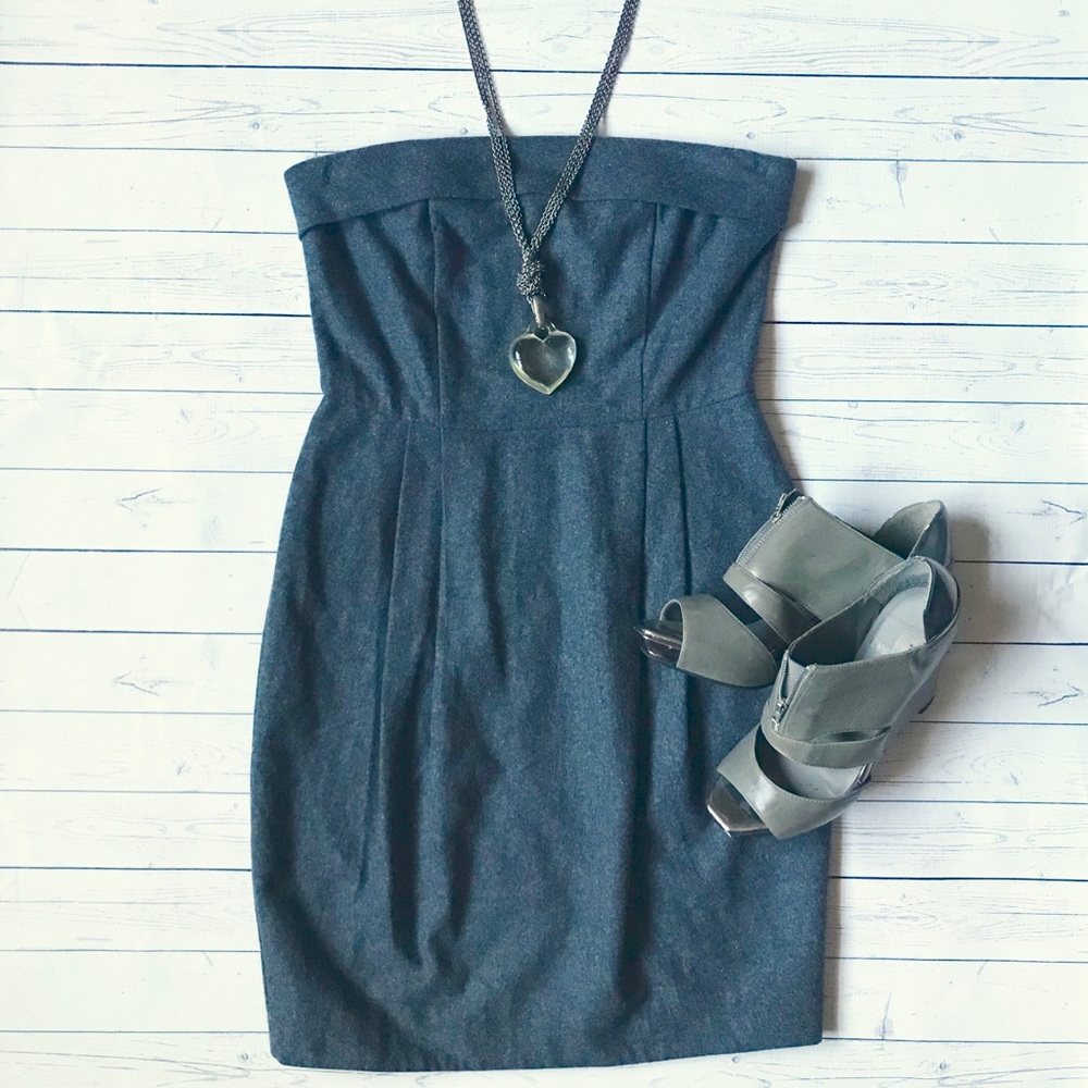 Urban Outfitters Lux gray wool strapless dress